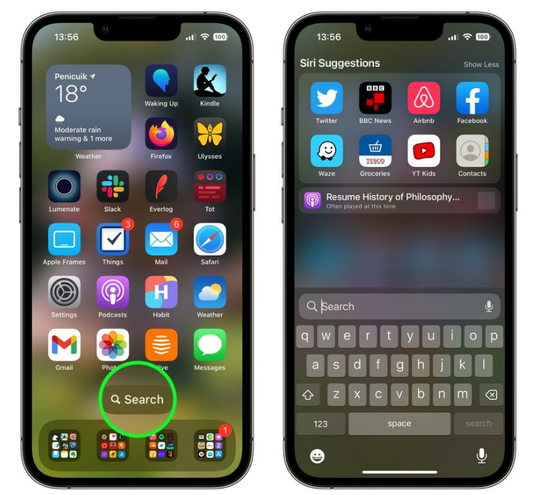 商州苹果手机维修分享升级到 iOS 16 后，如何删除主屏幕上的搜索按钮 