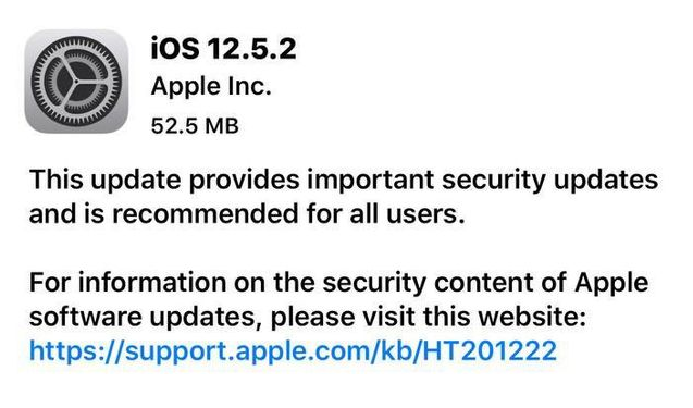 商州苹果手机维修分享iOS12.5.2发布，建议所有老苹果用户安装 